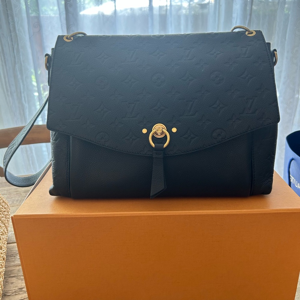 Louis Vuitton Black Shoulder Bag with Gold Hardware